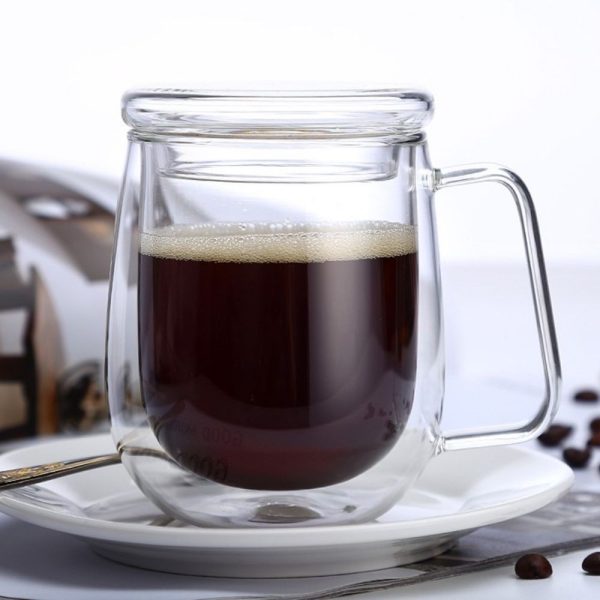 300ML Double Wall Glass Handle Mug