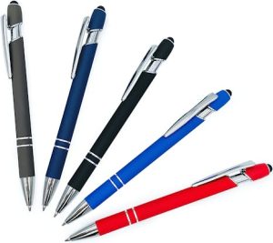 2 in 1 Soft Rubberrized Barrel Pen