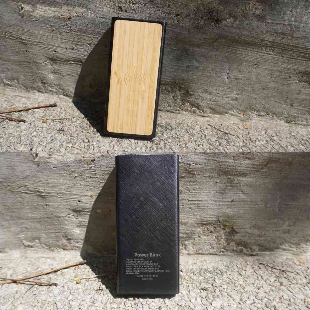 Eco Bamboo Wireless 10000mah Powerbank 12