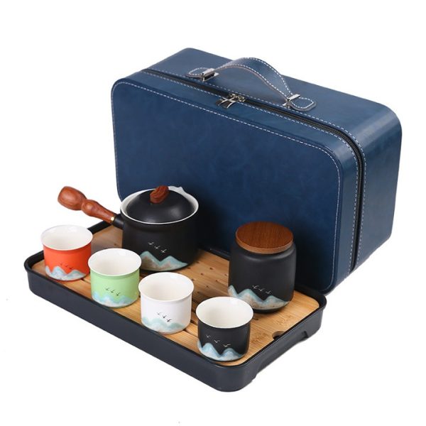 Premium Ceramic Tea Leather Gift Set Bag