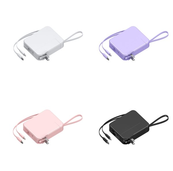 Pastel Wall Plug 10000mah In Built Cable Powerbank